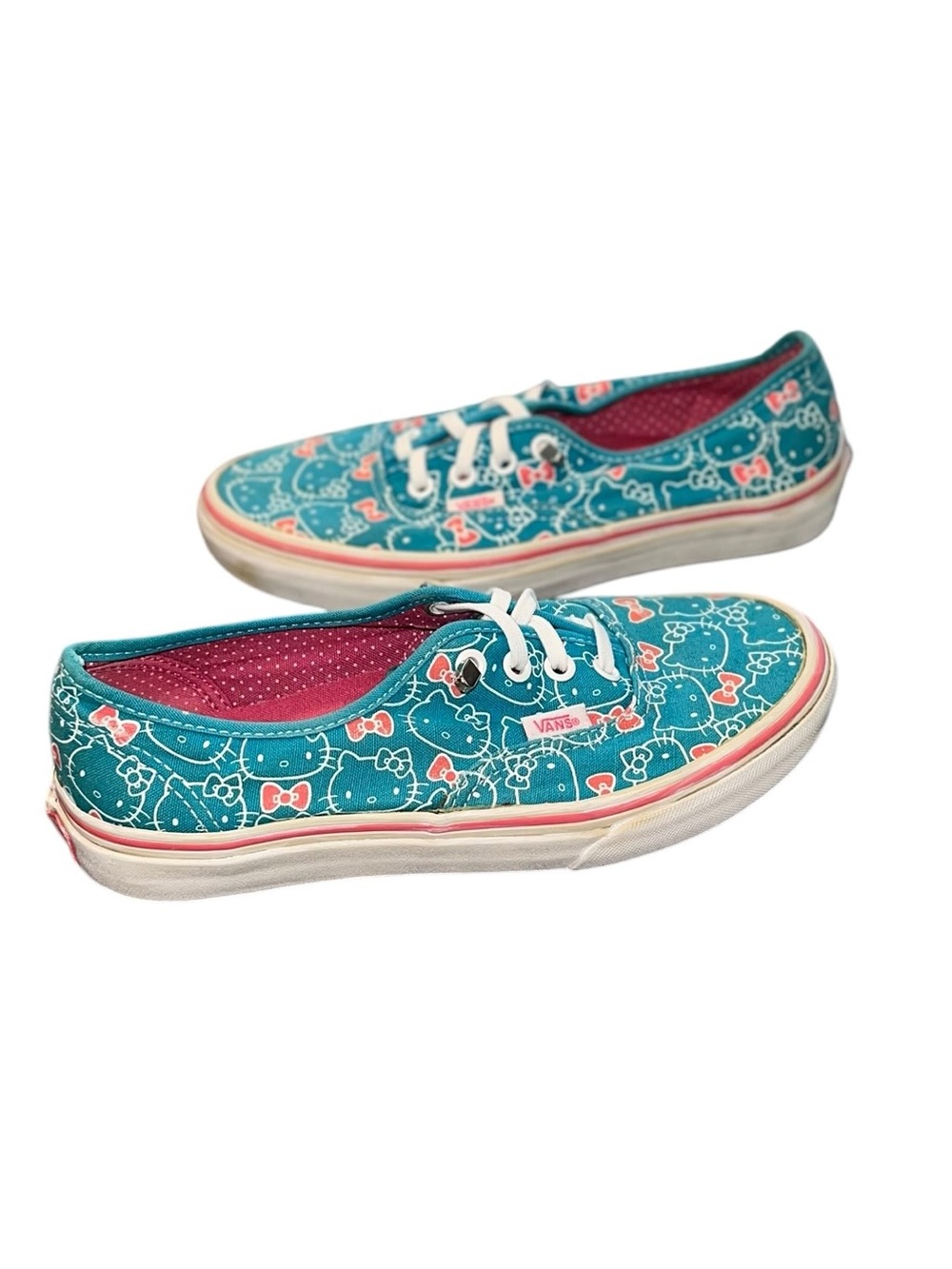 Vans x Hello Kitty Authentic Sneakers Women’s 6.5 Blue Pink Canvas Shoes - Picture 4 of 8